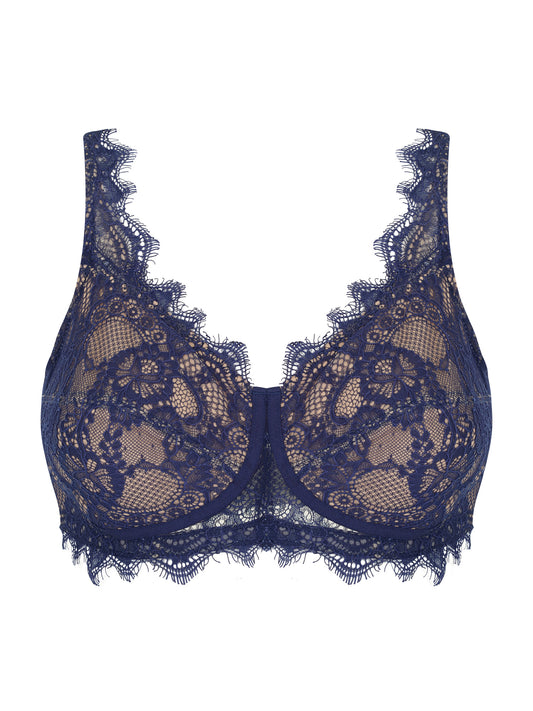 M9203 Chantilly Lace Unlined Prosthesis Bra - Blue